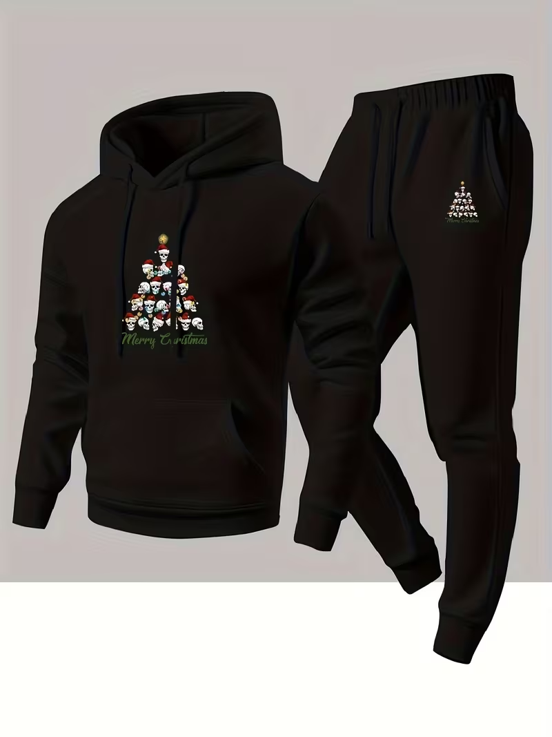 Winter Clothing Clearance - Heren herfst-winter kerstmode tweedelige sportbroek met