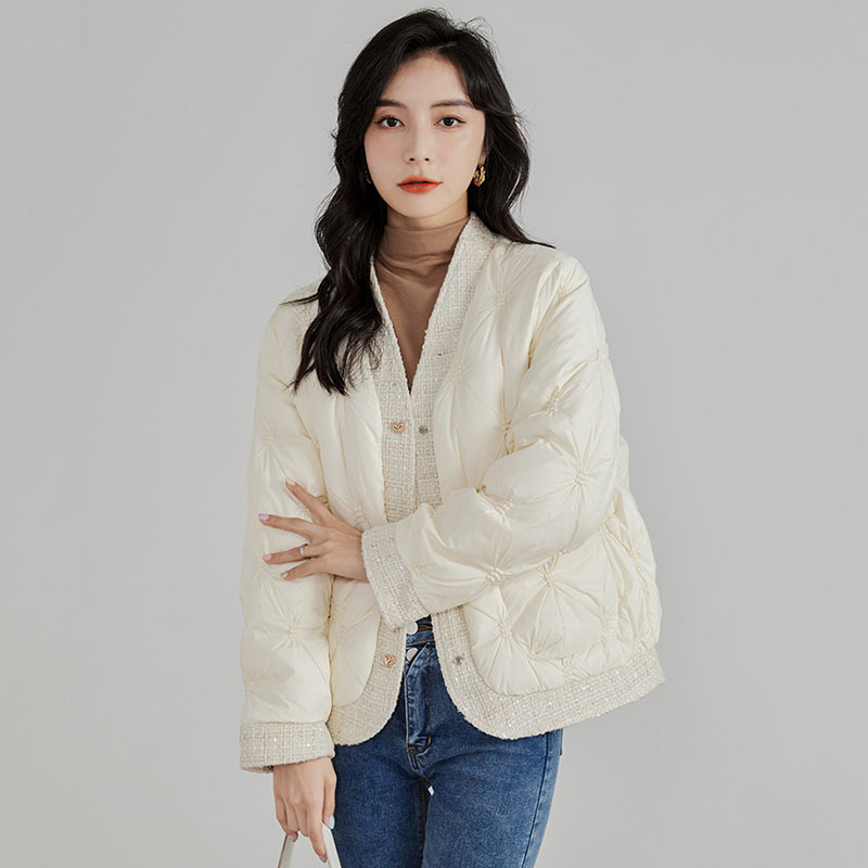 Winter Clothing Trends - Herfst Winter Donsjack V-hals Patchwork Lichtgewicht