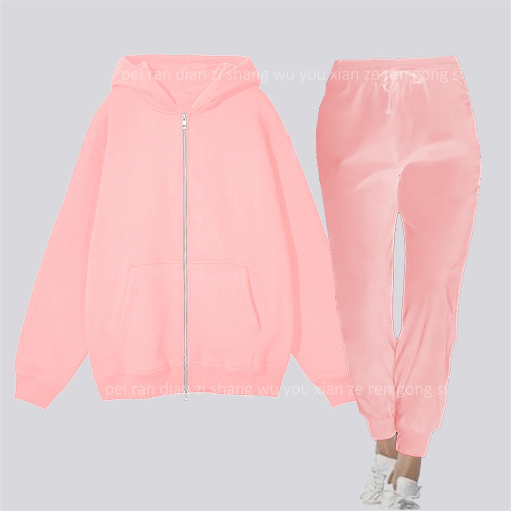 Winter Clothing Outfits - Ritsvest Blank Dames Hoodie En Joggingbroek