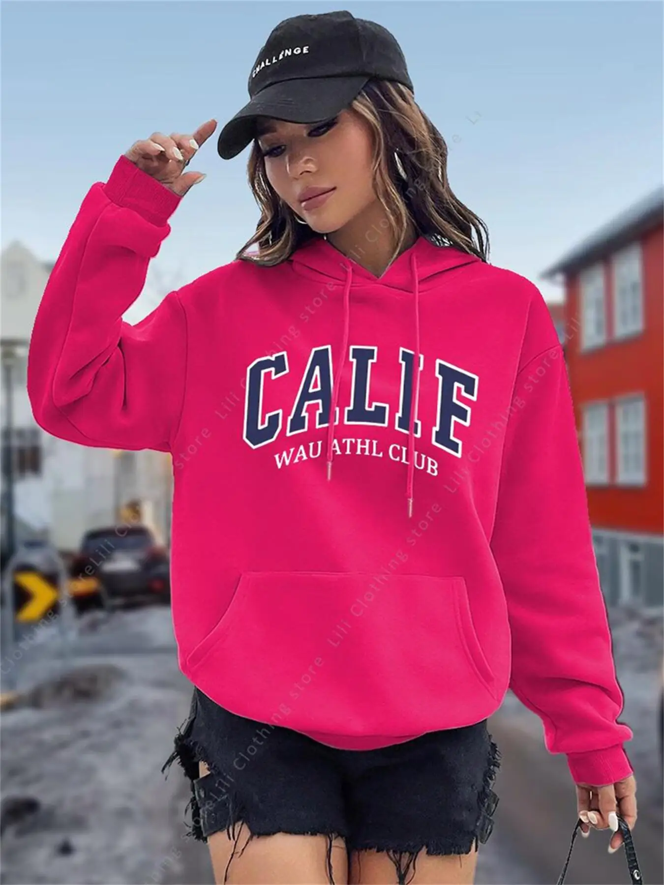 Winter Clothing Drawing - Dameshoodies Y2K Kozy Fleece CALIF Letter