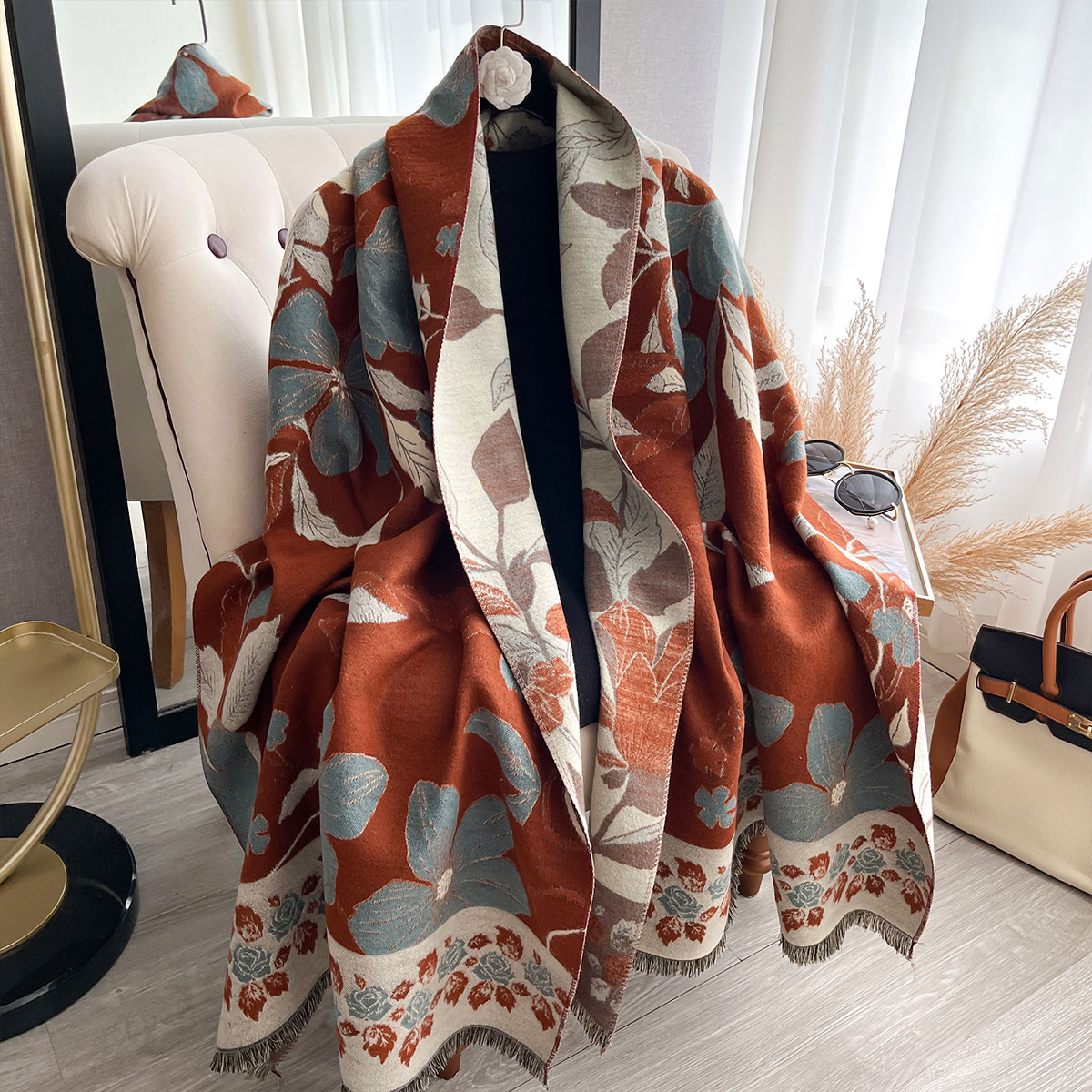 Cashmere Scarf Wrap - Vrouwen Dikker Luxe Winter Paisley Dubbelzijdig
