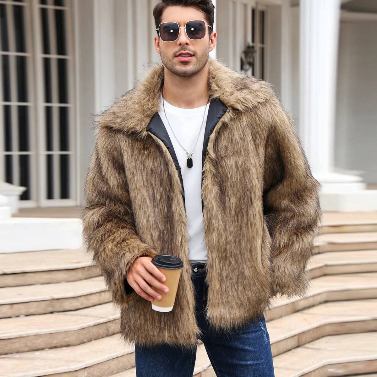 Winter Clothing Clearance - Mannen Faux Vossenbont Jas Jas Winter