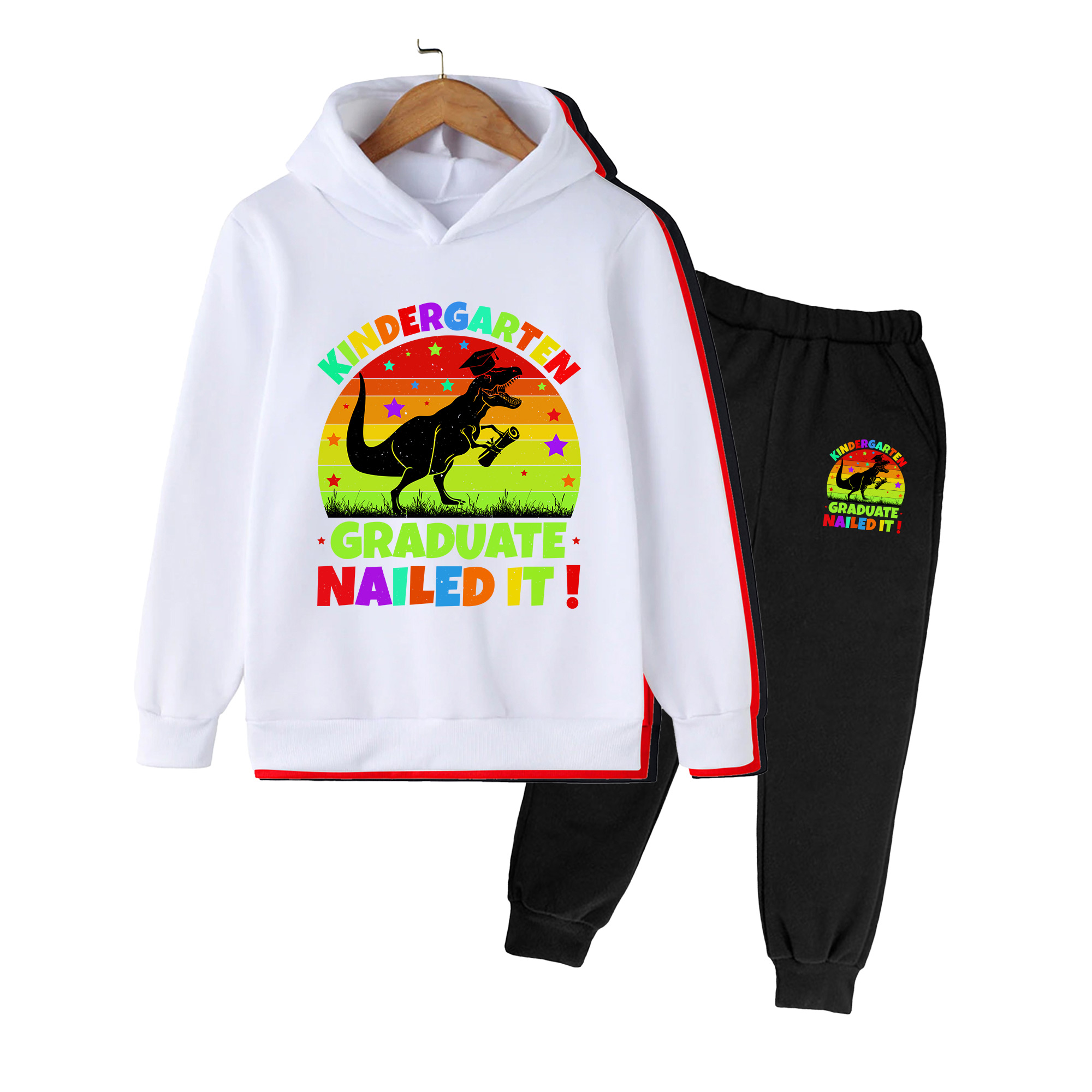 Winter Clothing Kindergarten - Kleuterschool Afstudeer Dinosaurus Print Hoodie &