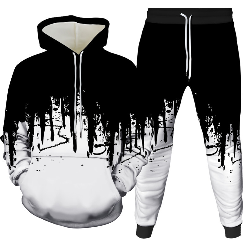 Winter Clothing Fashion - Inkt Schilderij 3D Gedrukt Hoodie Broek