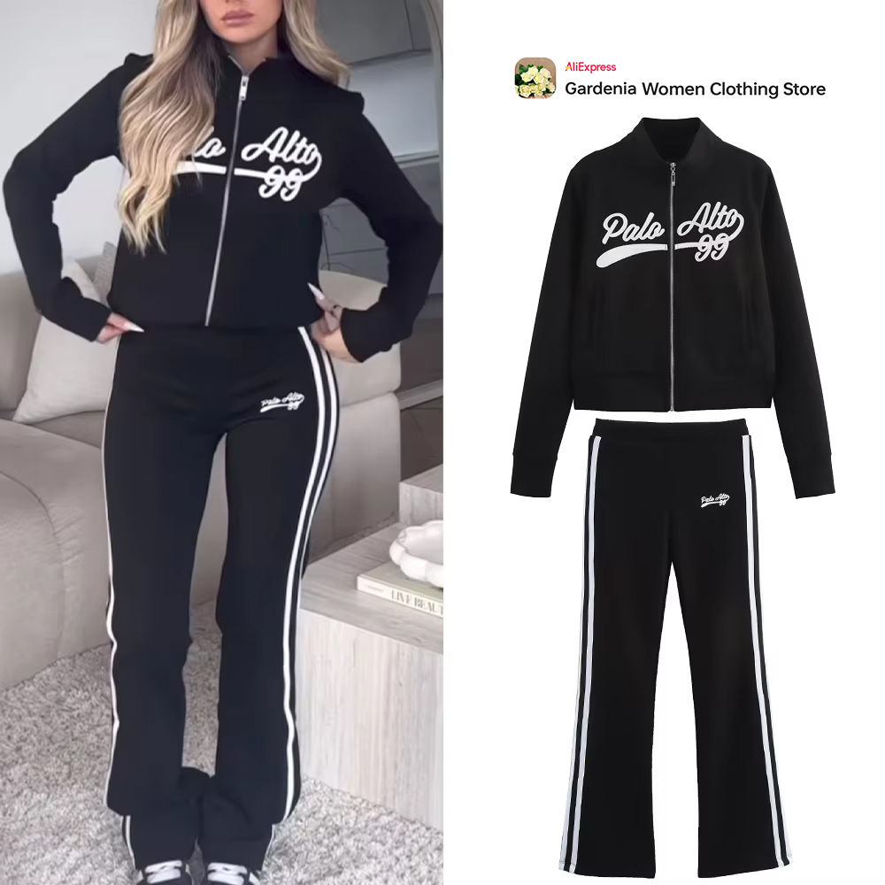 Casual zwarte Varsity-sportset - Winter Clothing For Sale recensie en prijs